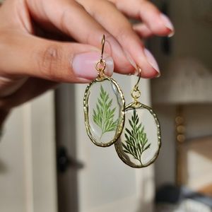 Handmade real pressed leaf earrings